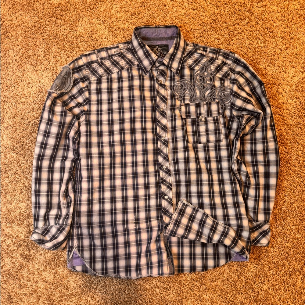 Roar Black and White Plaid Men's Shirt